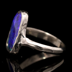 Sterling Silver Blue Green Purple Solid Australian Boulder Opal Ring
