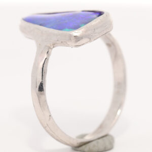 Sterling Silver Blue Green Purple Solid Australian Boulder Opal Ring