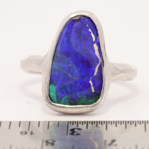 Sterling Silver Blue Green Purple Solid Australian Boulder Opal Ring
