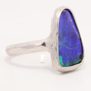 Sterling Silver Blue Green Purple Solid Australian Boulder Opal Ring