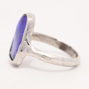 Sterling Silver Blue Green Purple Solid Australian Boulder Opal Ring