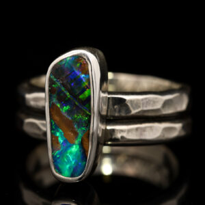 Sterling Silver Blue Green Boulder Opal Ring