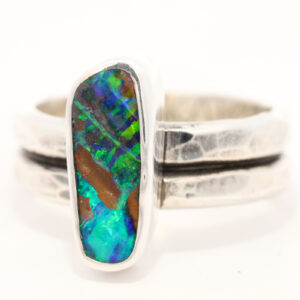 Sterling Silver Blue Green Boulder Opal Ring