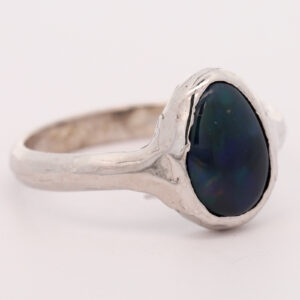 Sterling Silver Blue Green Yellow Black Opal Ring