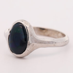 Sterling Silver Blue Green Yellow Black Opal Ring