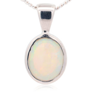 Sterling Silver Blue Green Yellow Orange Crystal Opal Pendant
