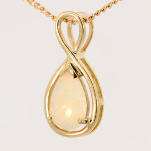 Yellow Gold Blue Green Yellow Orange Red Crystal Opal Pendant