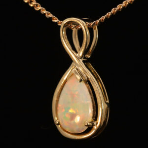 Yellow Gold Blue Green Yellow Orange Red Crystal Opal Pendant