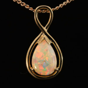 Yellow Gold Blue Green Yellow Orange Red Crystal Opal Pendant