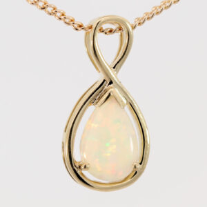 Yellow Gold Blue Green Yellow Orange Red Crystal Opal Pendant