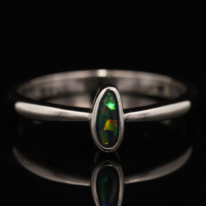 Sterling Silver Blue Green Yellow Orange Black Opal Ring