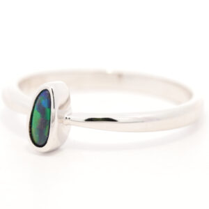 Sterling Silver Blue Green Yellow Orange Black Opal Ring