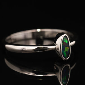 Sterling Silver Blue Green Yellow Orange Black Opal Ring