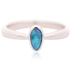 Sterling Silver Blue Green Boulder Opal Ring