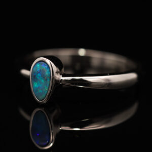 Sterling Silver Blue Green Boulder Opal Ring