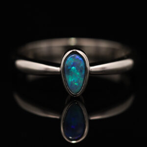 Sterling Silver Blue Green Boulder Opal Ring