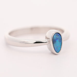 Sterling Silver Blue Green Boulder Opal Ring