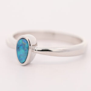 Sterling Silver Blue Green Boulder Opal Ring