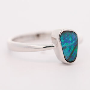 Sterling Silver Blue Green Boulder Opal Ring