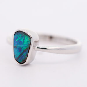 Sterling Silver Blue Green Boulder Opal Ring