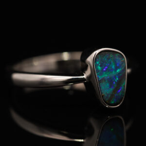 Sterling Silver Blue Green Boulder Opal Ring