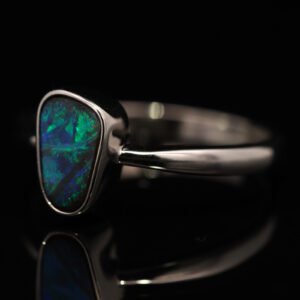 Sterling Silver Blue Green Boulder Opal Ring