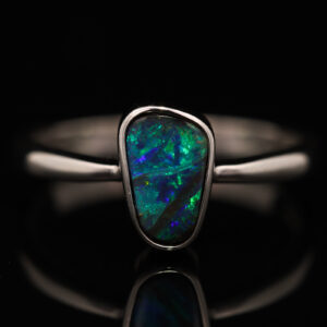 Sterling Silver Blue Green Boulder Opal Ring