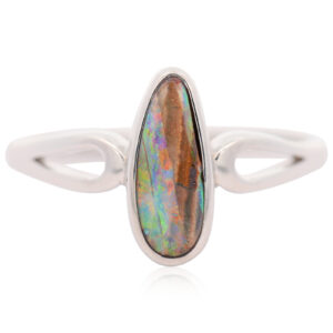 Sterling Silver Blue Green Yellow Orange Red Boulder Opal Ring