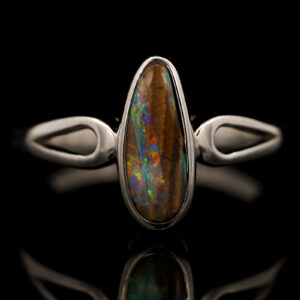 Sterling Silver Blue Green Yellow Orange Red Boulder Opal Ring