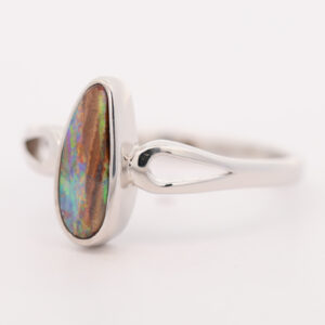 Sterling Silver Blue Green Yellow Orange Red Boulder Opal Ring