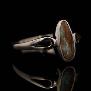 Sterling Silver Blue Green Yellow Orange Red Boulder Opal Ring