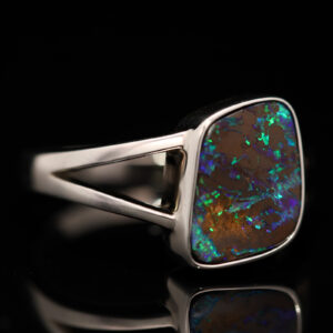 Sterling Silver Blue Green Boulder Opal Ring
