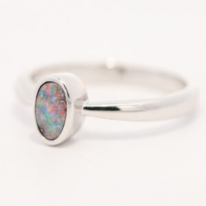 Sterling Silver Blue Green Orange Red Boulder Opal Ring