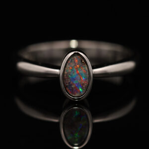 Sterling Silver Blue Green Orange Red Boulder Opal Ring