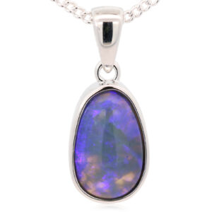 Sterling Silver Blue Purple Black Opal Pendant