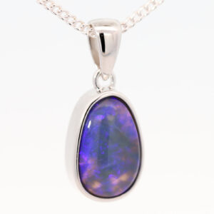 Sterling Silver Blue Purple Black Opal Pendant