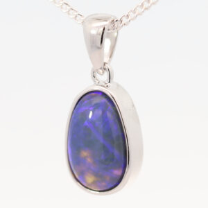 Sterling Silver Blue Purple Black Opal Pendant