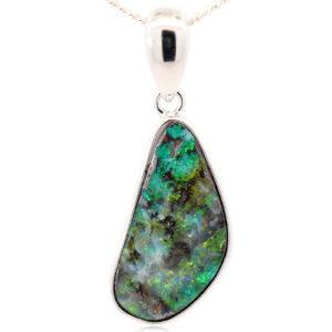 Sterling Silver Blue Green Yellow Orange Boulder Opal Pendant