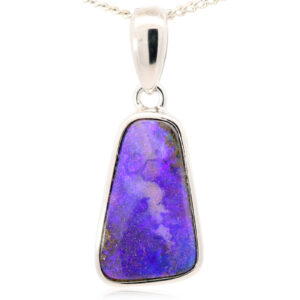Sterling Silver Blue Purple Boulder Opal Pendant