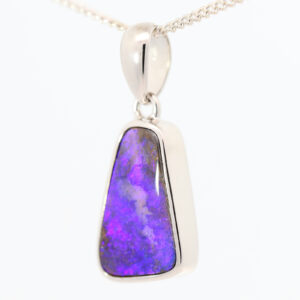 Sterling Silver Blue Purple Boulder Opal Pendant