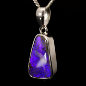 Sterling Silver Blue Purple Boulder Opal Pendant