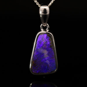Sterling Silver Blue Purple Boulder Opal Pendant