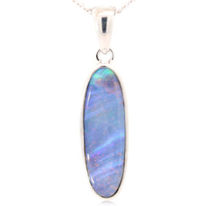 Sterling Silver Blue Green Purple Boulder Opal Pendant
