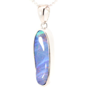 Sterling Silver Blue Green Purple Boulder Opal Pendant