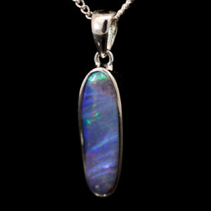 Sterling Silver Blue Green Purple Boulder Opal Pendant
