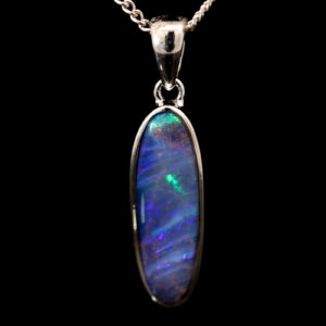 Sterling Silver Blue Green Purple Boulder Opal Pendant