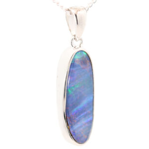 Sterling Silver Blue Green Purple Boulder Opal Pendant