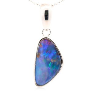 Sterling Silver Blue Green Purple Boulder Opal Pendant