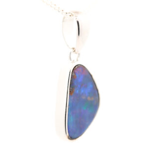 Sterling Silver Blue Green Purple Boulder Opal Pendant
