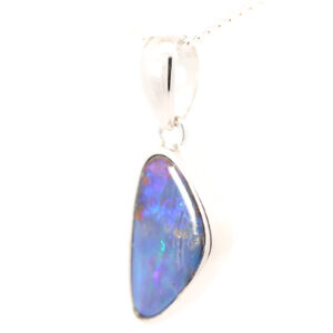 Sterling Silver Blue Green Purple Boulder Opal Pendant